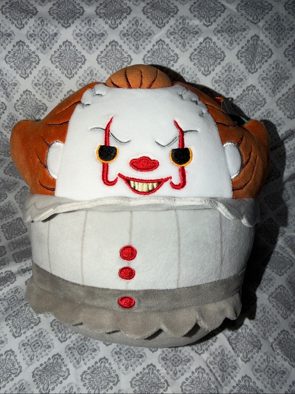 Plush Horror Pennywise Soft Toy in White, Orange, Gray